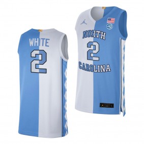 Coby White North Carolina Tar Heels 2021 Split Edition Jersey Blue White Special