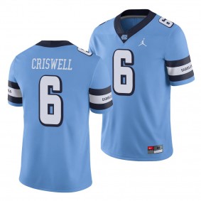 North Carolina Tar Heels Jacolby Criswell Carolina Blue College Football Men's Alternate Game Jersey
