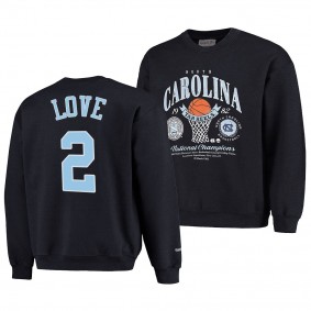 Caleb Love North Carolina Tar Heels NCAA 82 Champs Sweatshirt Black Vintage Wash Premium Crew Jumper
